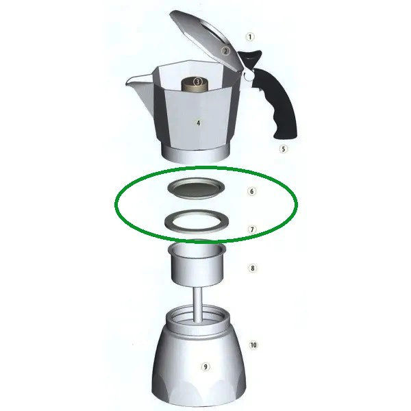 Набор Bialetti для гейзерной кофеварки 9 cup Moka Express: уплотнитель и фильтр-сито