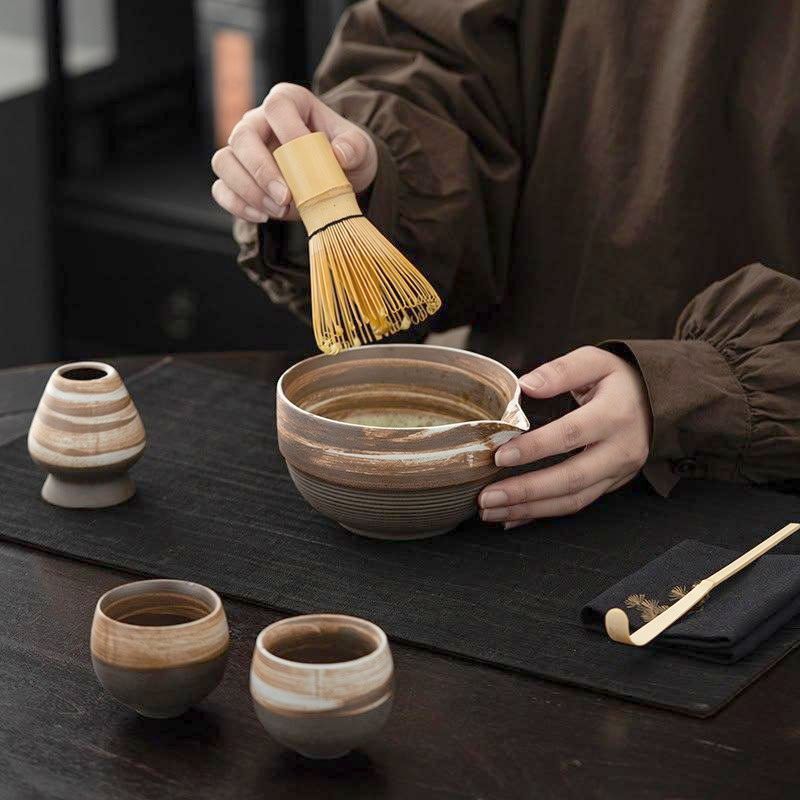 Набір Sabi Set для приготування матча, 4 предмета, кераміка і бамбук, чайний комплект