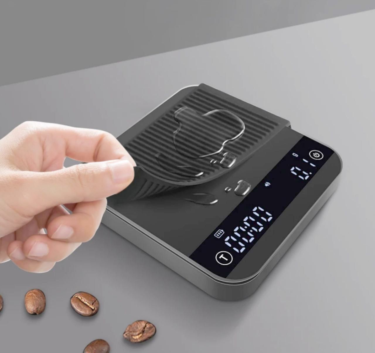 Веси Smart Scale K110 для кави, точність 0.1 г, LED дисплей, USB зарядка, чорний матовий