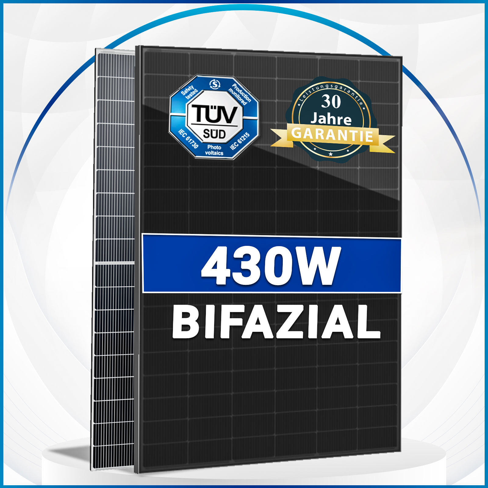 430W Bifazial Glas-Glas Full-Black Solarmodul mit HMS-400W-1T