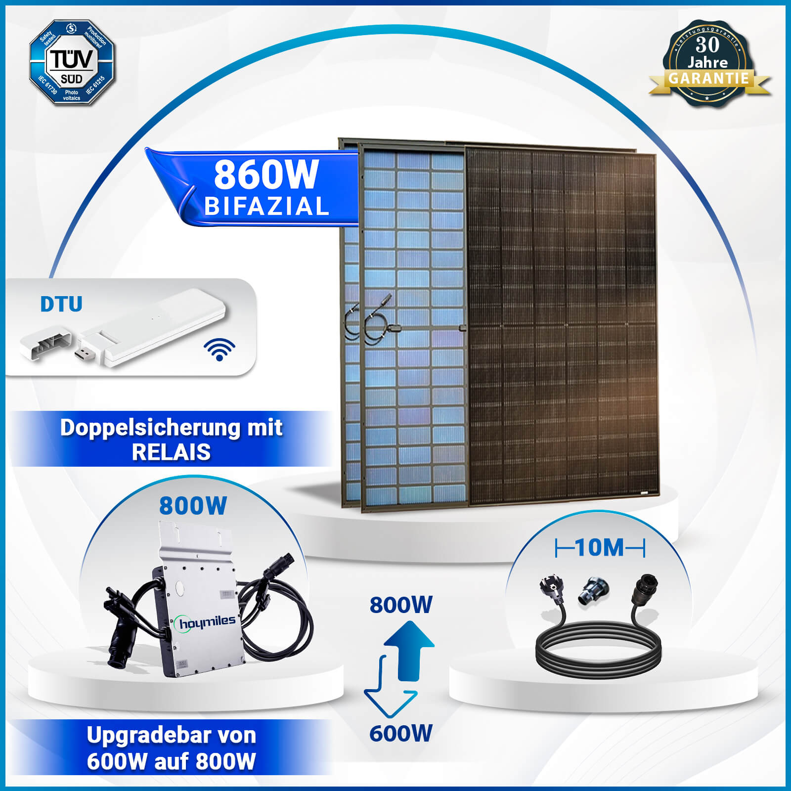 380 Watt Balkonkraftwerk Photovoltaik Solaranlage Steckerfertig WIFI Smart