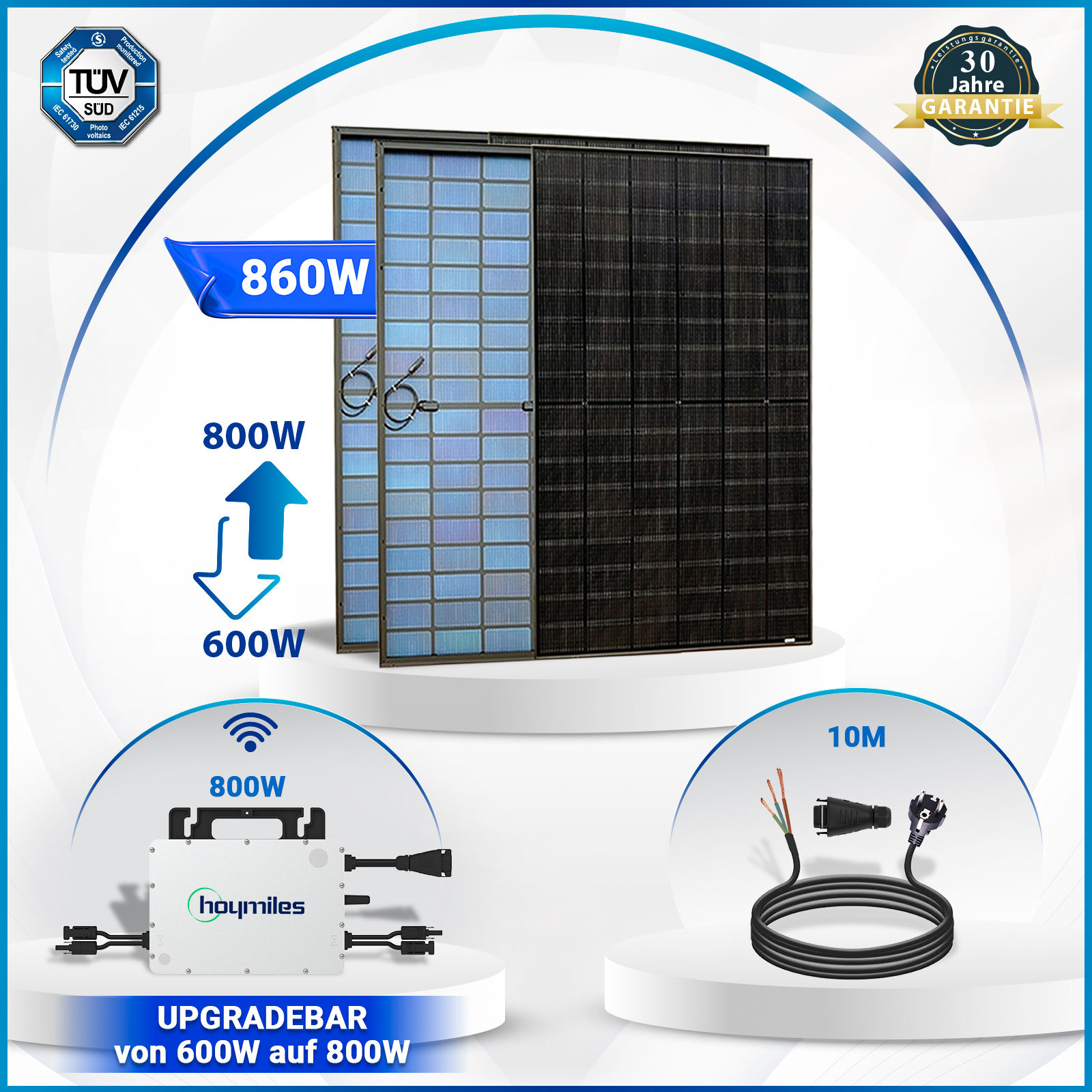 860 Watt Balkonkraftwerk Photovoltaik Solaranlage Steckerfertig WIFI Smart