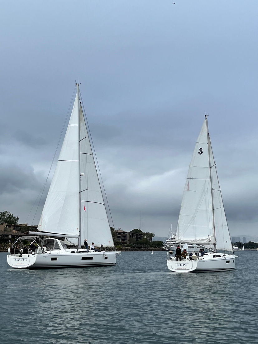 Sailing from Marina del Rey with the coastline in view. Sailing from Marina del Rey with the coastline in view.