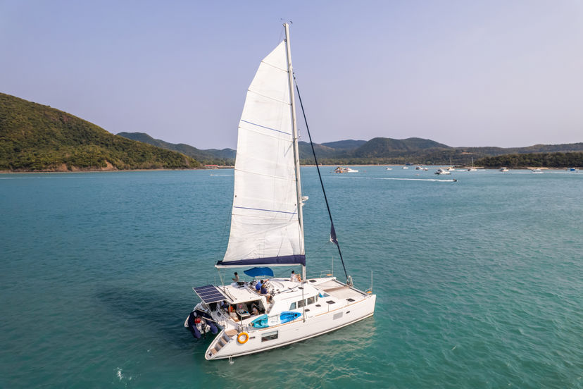 attractive strong woman sailing with her boat attractive strong woman sailing with her boat