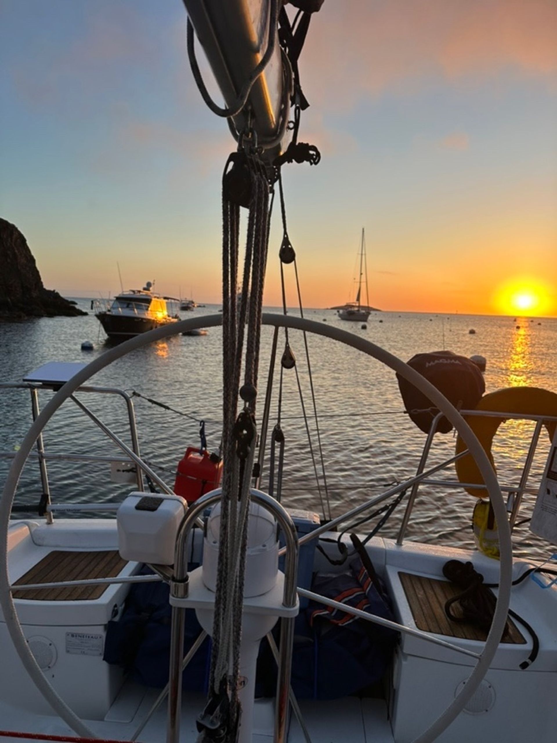 Two Harbors sunset viewed from the cockpit