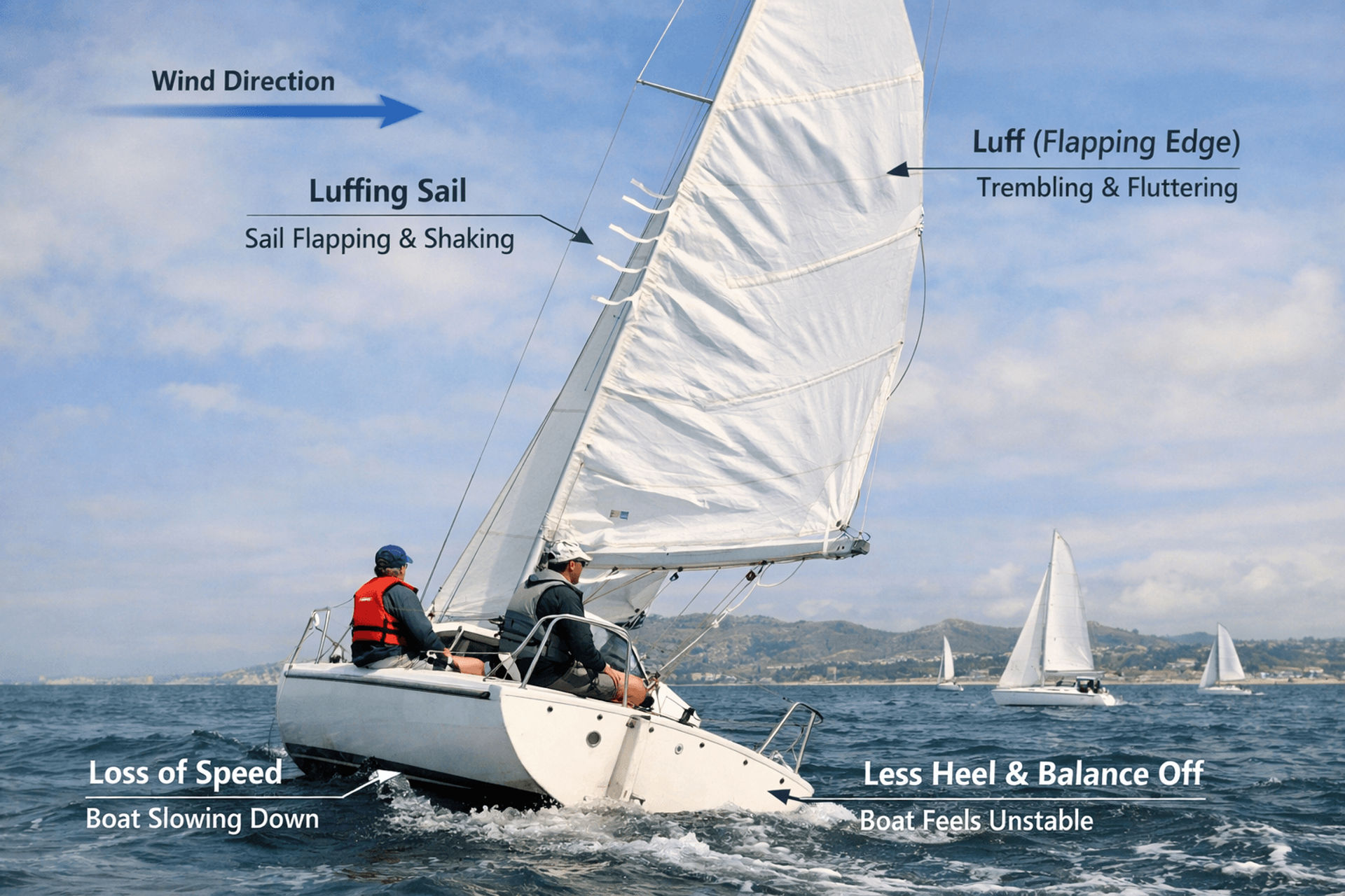 What is luffing in sailing infographic