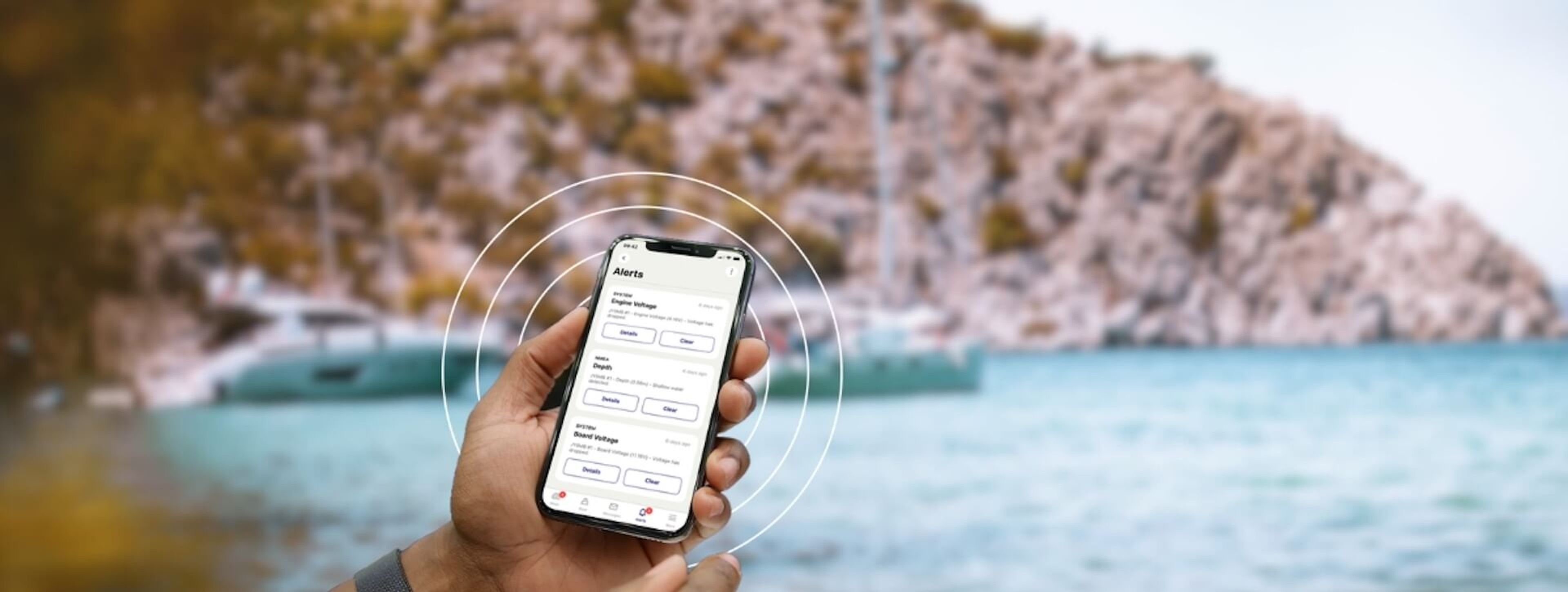 Seanapps device installed on a yacht dashboard