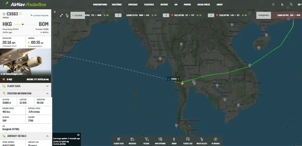 Cathay Pacific Flight Diverts to Bangkok After Declaring Emergency