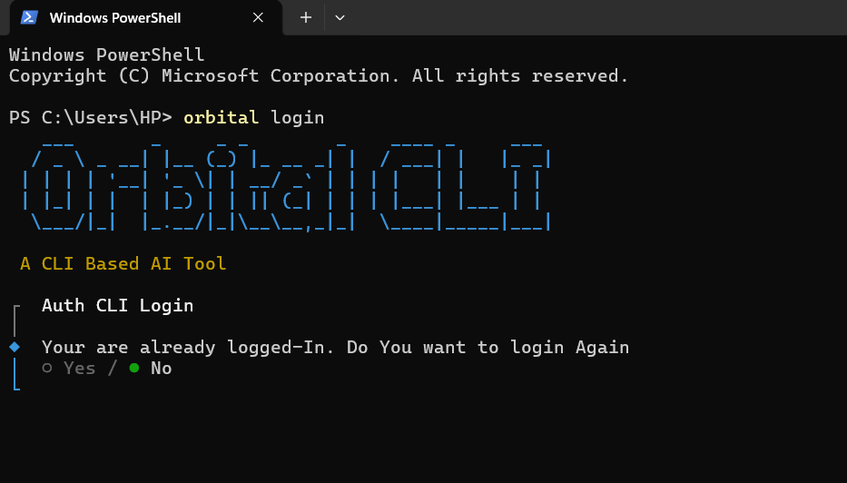 Orbital Login Screen