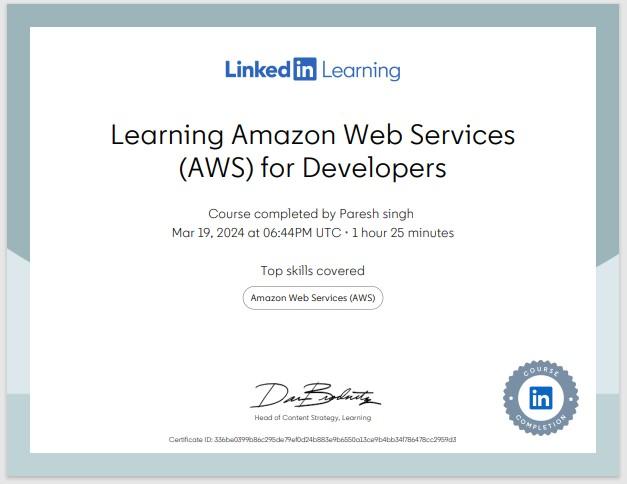 AWS Developer Course Completion