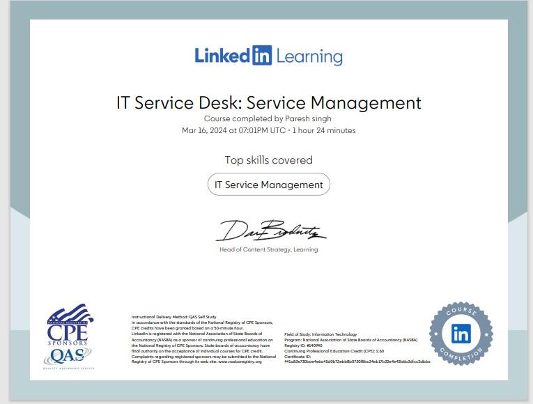 IT Service Management Proficiency