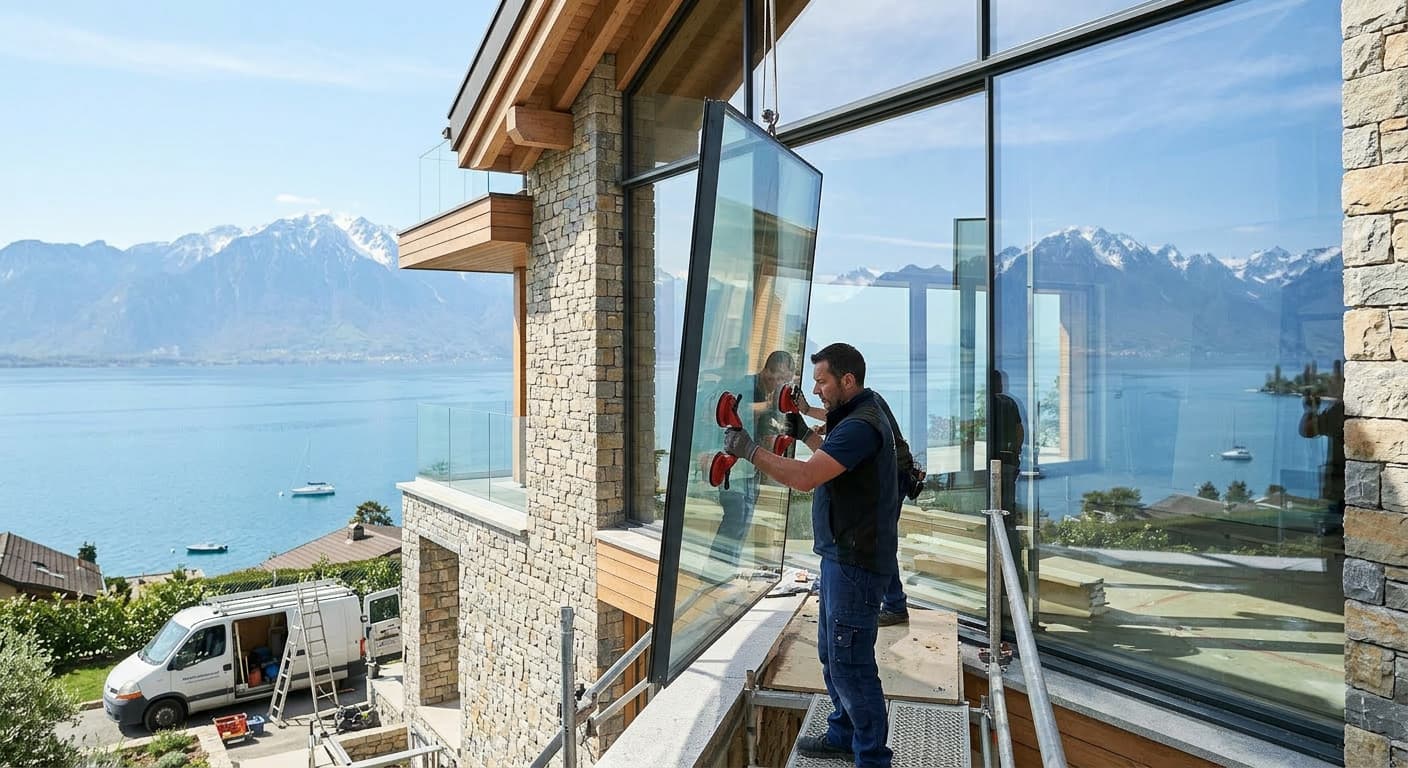 Fenêtre Genève - Vitrier professionnel installant une fenêtre