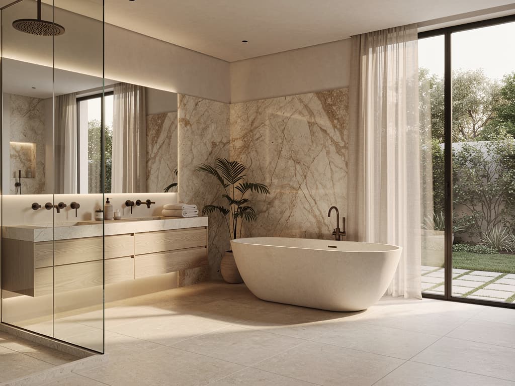 installation douche italienne lavabo robinetterie design aménagement éclairage revêtement murs ventilation espace rangement accessoires décoration modernisation