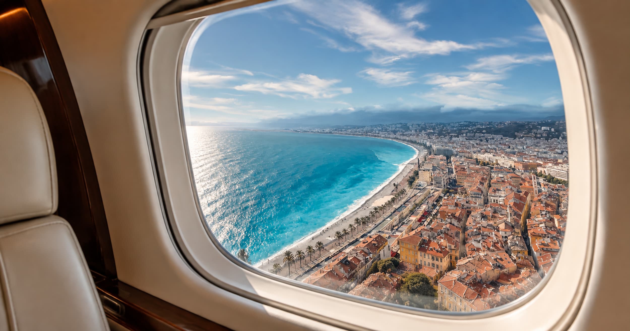 Vue aérienne de Nice, de la baie des Anges et de la Méditerranée