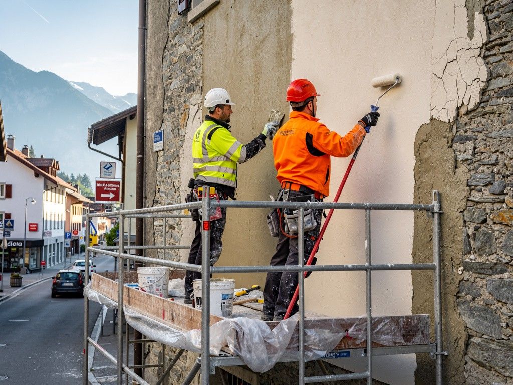 Chantier de rénovation de façade