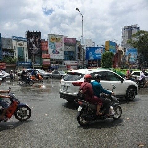 One of the spots we would sip coffee and watch the traffic go by, Ho Chi Minh Vietnam.