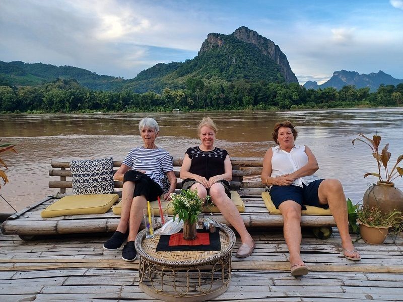 Relaxing for the afternoon at our accommodation near Pakou Caves, Pakou Floating Huts, Laos.