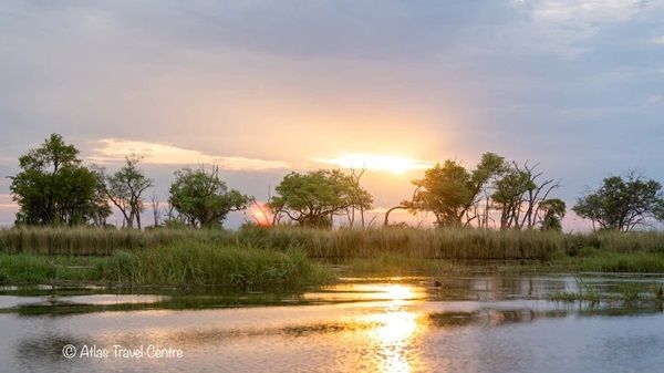 Camp Xakanaxa, sunset over the river, Botswana.