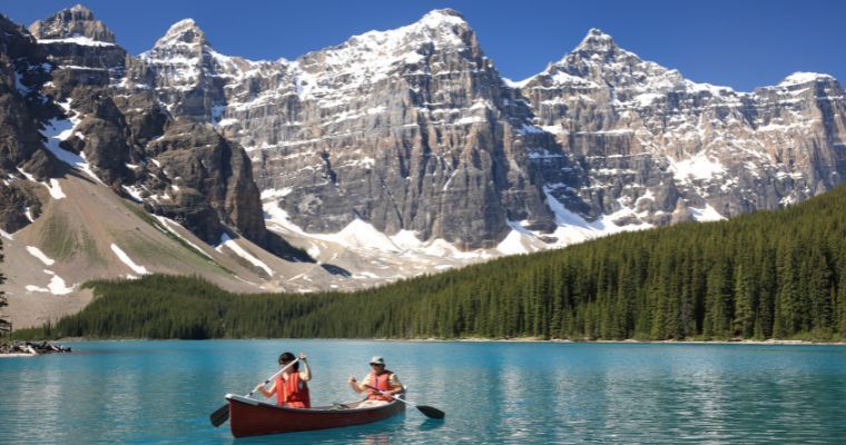 Kayaking in the Canadian Rockies. 