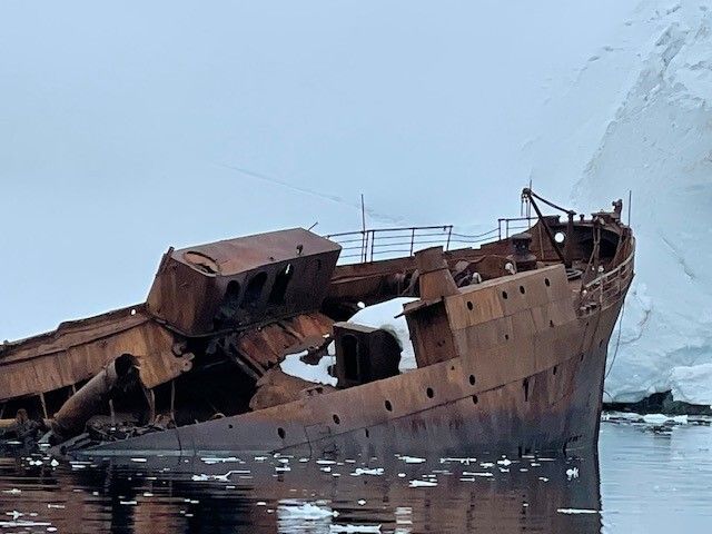 Shipwreck, view from our zodiac. Chris Watson Travel, Antarctica Expedition Cruise blog