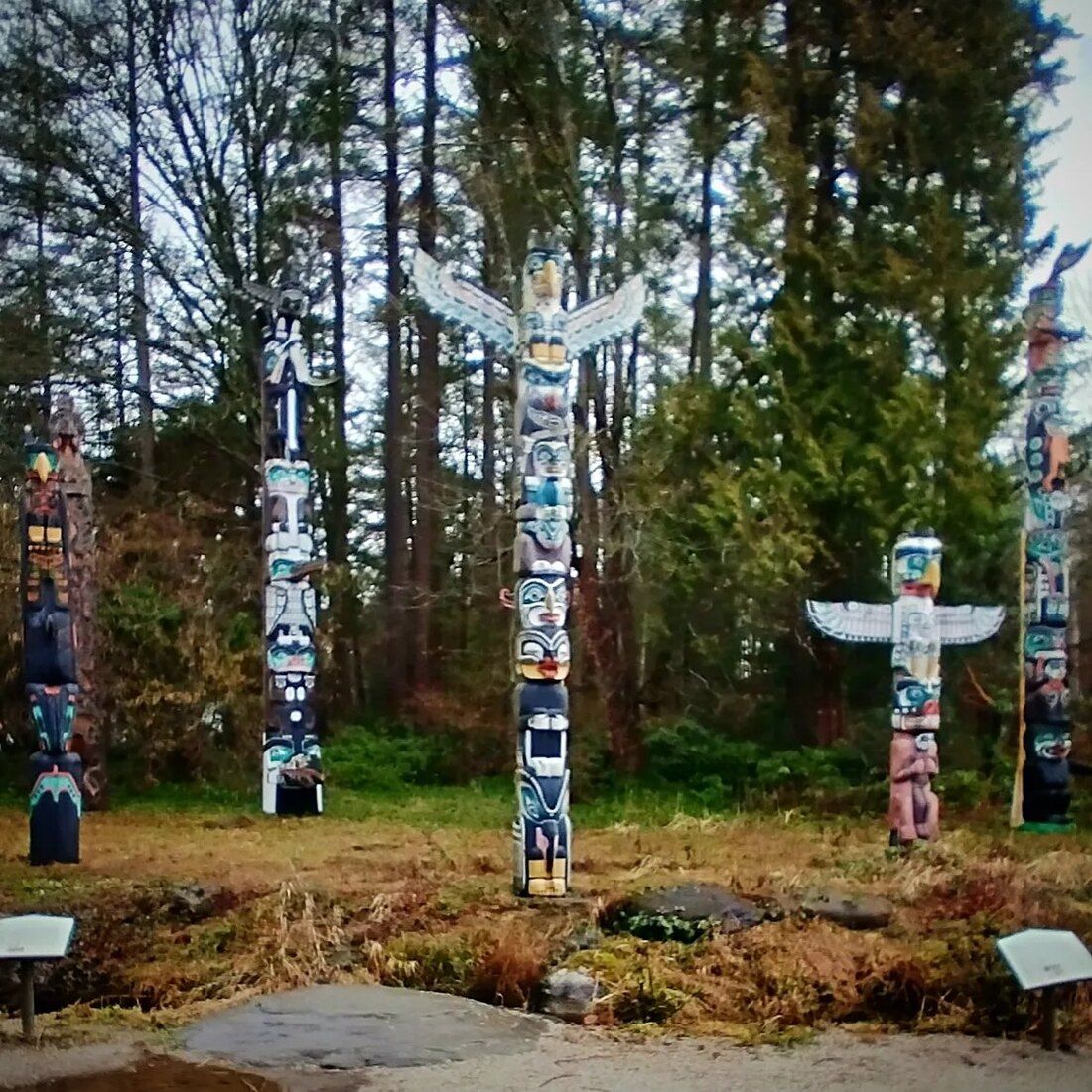 'Story Poles' Totem Poles in Stanley Park, Vancouver Canada