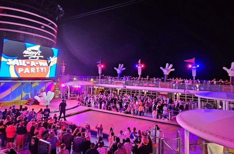 The sail away party onboard Disney Wonder, Cruising from Australia.