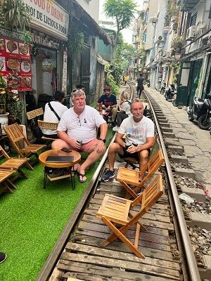 Back to regular life, after the train passes through. Train Street, Hanoi, Vietnam