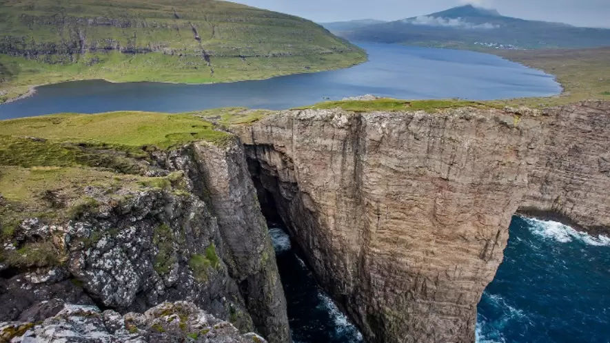 Lake above the Atlantic ocean, The Faroe Islands Holiday