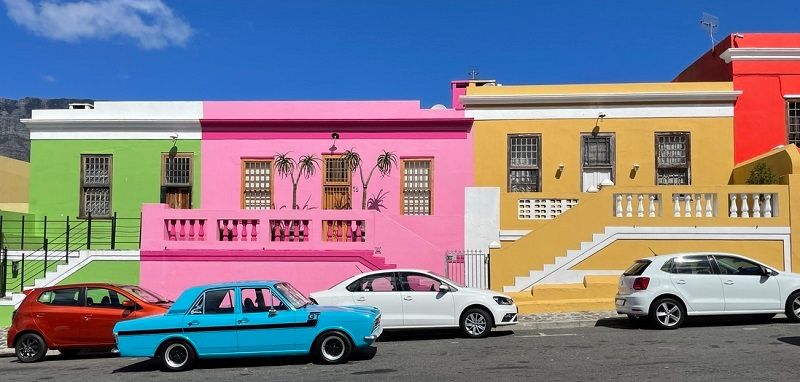 Colourful houses in Bo-Kaap, Cape Town. 