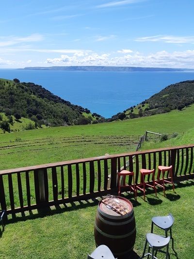 View to the mainland from Dudley Wines, Cuttlefish Bay, Kangaroo Island.