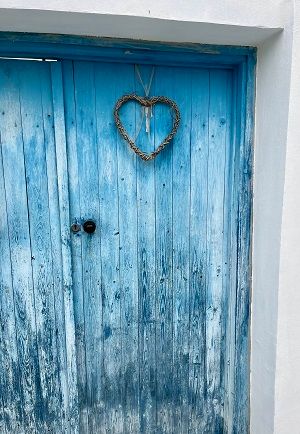 Blue doors, travelling the back lanes in Cyprus on Celestyal Cruises 3 continents cruise.