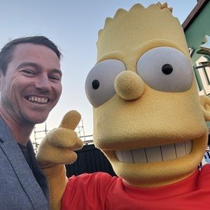 Chris Watson with Bart Simpson at Universal Studios LA.