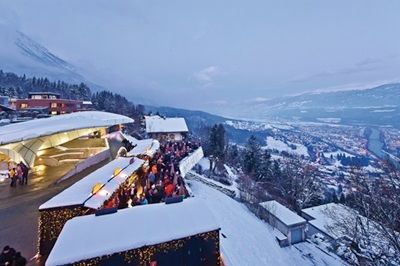 Austria Christmas Markets: Hungerburg Panorama Christmas market overlooking Innsbruck.