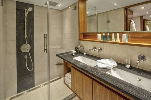 The shower bathrooms onboard AmaWaterways.