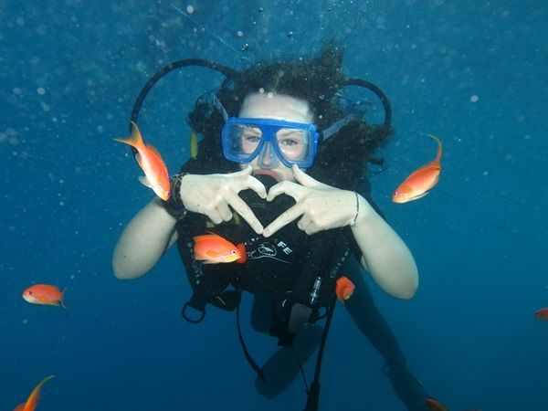 Cath's daughter Scuba diving in the Red Sea on their small group tour of Egypt and Jordan.