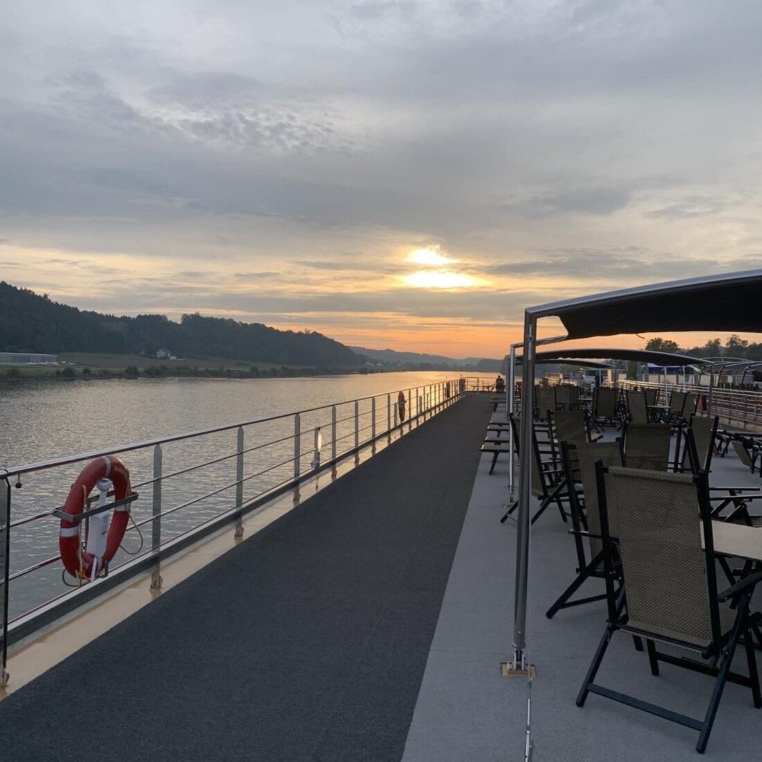 Examples of on deck Dining on a River Cruise in Europe