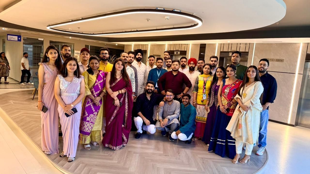 Engineers collaborating inside a spacious design office