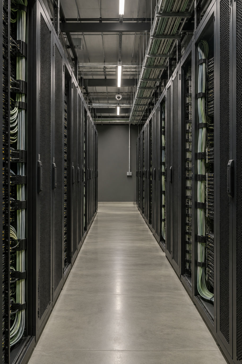 Server racks and structured cabling in a data centre