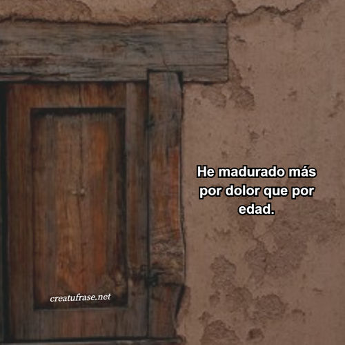 Frases de Amor Propio - He madurado más por dolor que por edad.