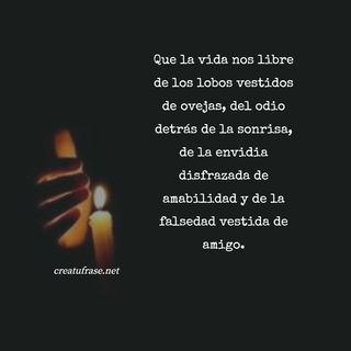 Que la vida nos libre de los lobos vestidos de ovejas, del odio detrás de la sonrisa, de la envidia disfrazada de amabilidad y de la falsedad vestida de amigo.