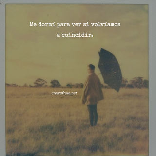 Me dormí para ver si volvíamos a coincidir.