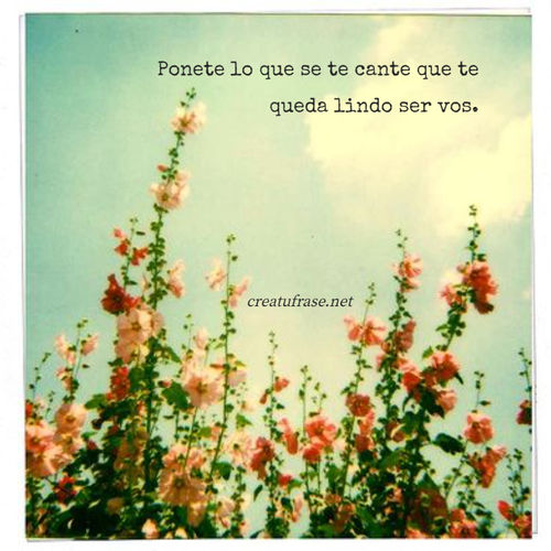 Frases de Amor Propio - Ponete lo que se te cante que te queda lindo ser vos.