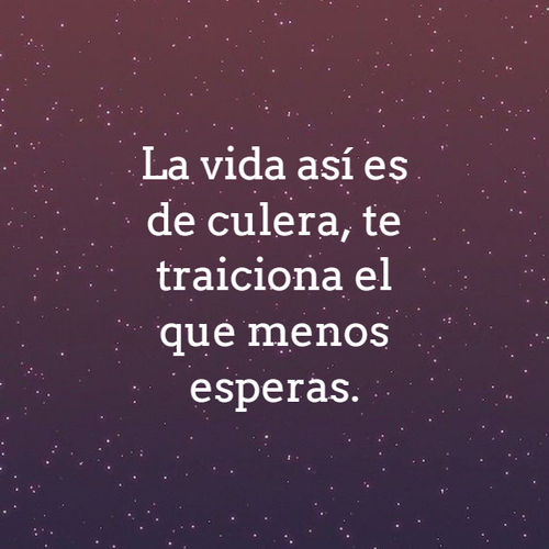 Frases de la Vida - La vida así es de culera, te traiciona el que menos esperas.