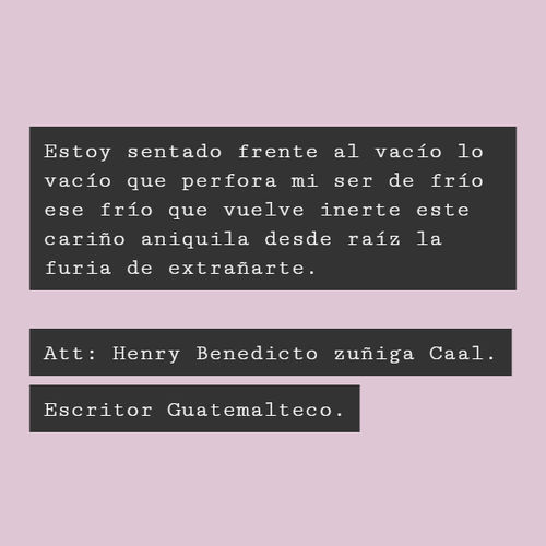 Crea Tu Frase – Frase #152546: Estoy sentado frente al vacío lo vacío que  perfora mi ser de frío ese frío que vuelve inerte este cariño aniquila  desde raíz la furia de