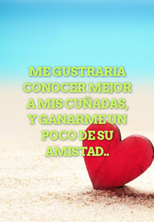 Frases de Amistad - ME GUSTRARIA CONOCER MEJOR A MIS CUÑADAS, Y GANARME UN POCO DE SU AMISTAD..