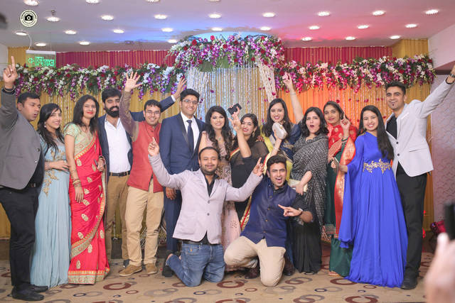 Family portrait at an event