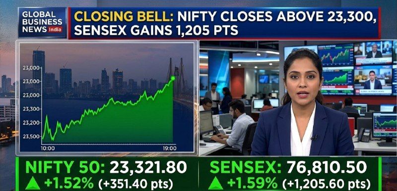 Closing Bell: Relief Rally Ignites Dalal Street as Nifty Reclaims 23,300