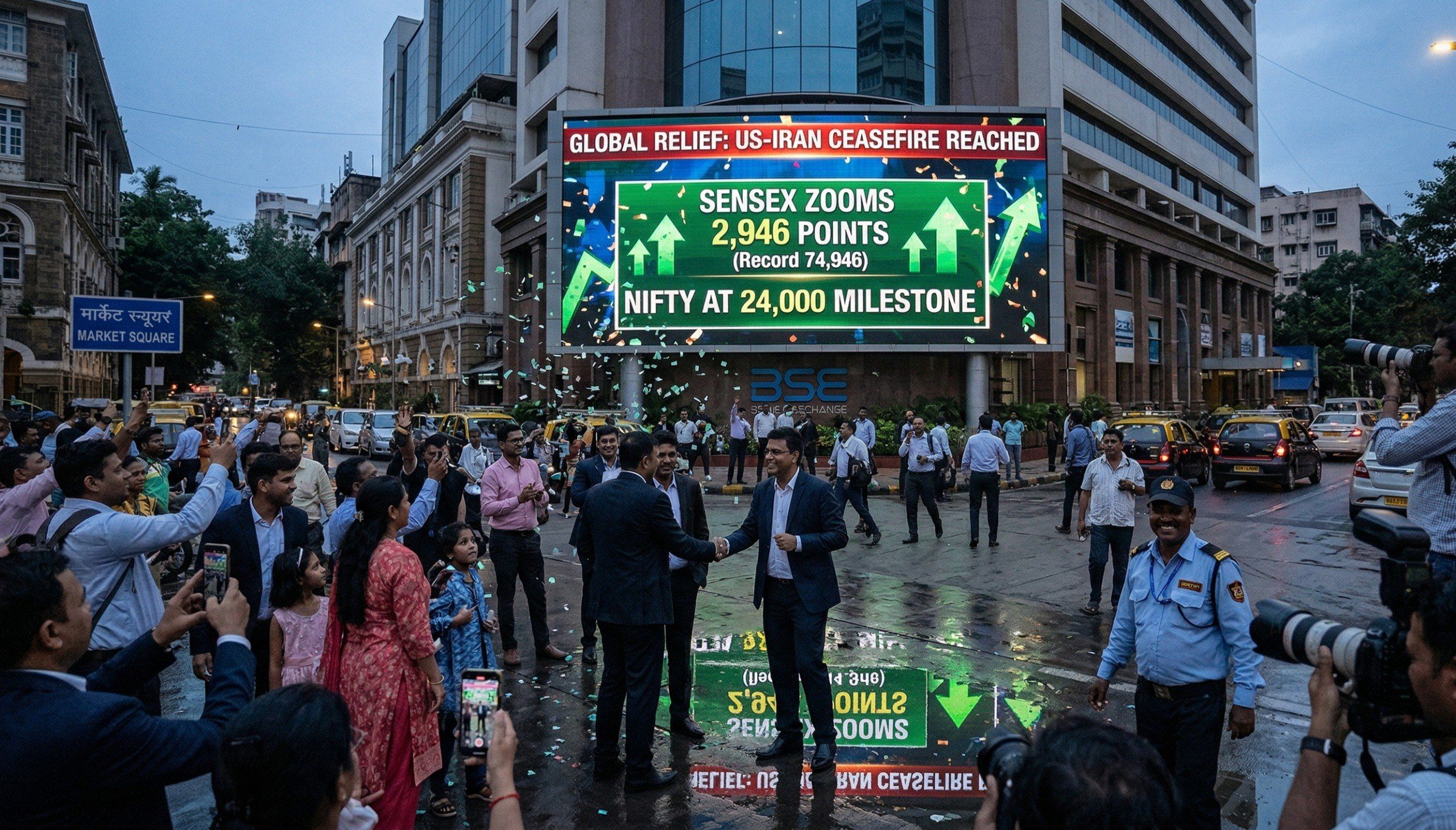 Market Euphoria: Sensex Skyrockets 2,946 Points as US-Iran Ceasefire Shatters Global Gloom