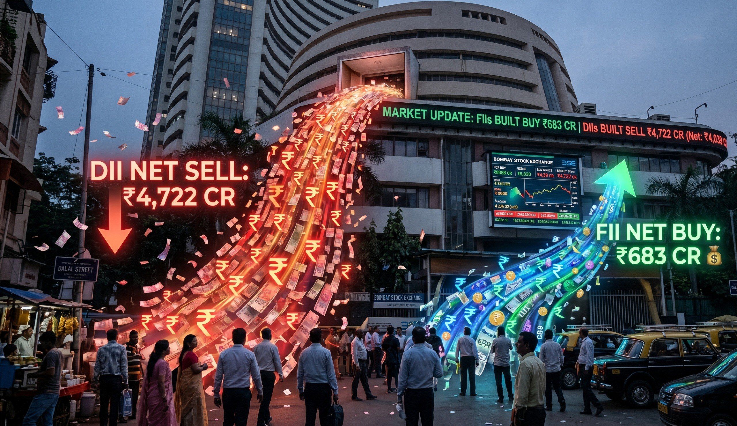 Institutional Tug-of-War: FIIs Turn Net Buyers as DIIs Offload ₹4,722 Crore in Massive Profit Booking