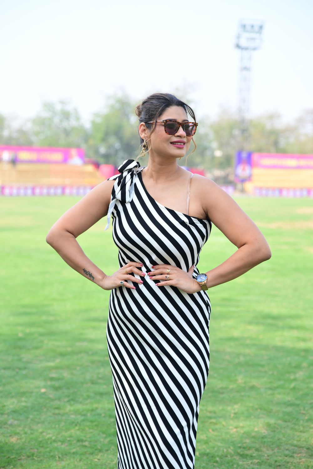 Monica Singh at a cricket league match day
